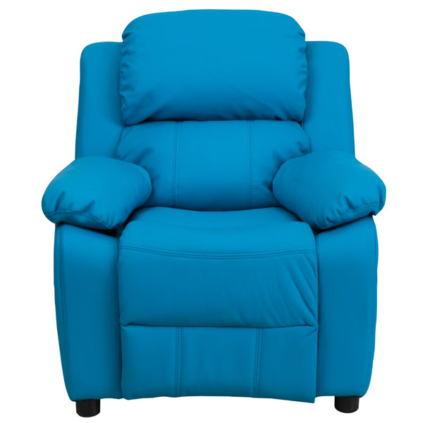 English Elm Deluxe Padded Contemporary Kids Recliner with Storage Arms