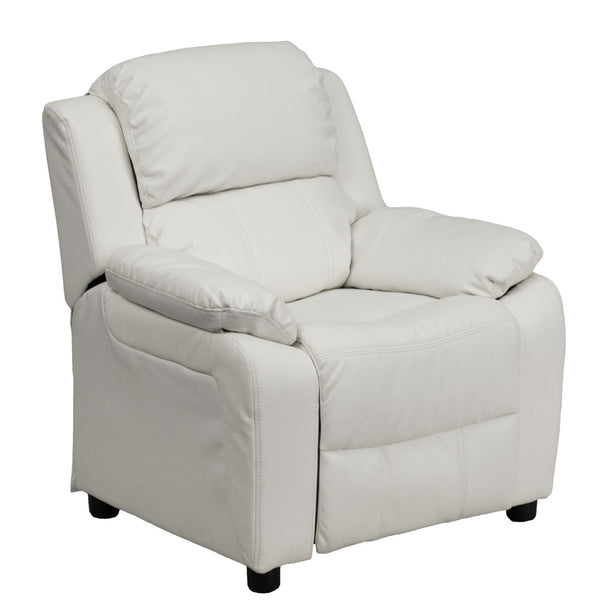 English Elm Deluxe Padded Contemporary Kids Recliner with Storage Arms