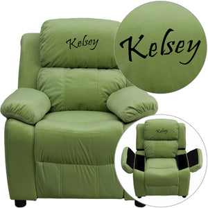 English Elm Personalized Deluxe Padded Kids Recliner with Storage Arms