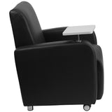 English Elm Commercial Grade LeatherSoft Guest Chair with Tablet Arm, Front Wheel Casters and Cup Holder