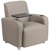 English Elm Commercial Grade LeatherSoft Guest Chair with Tablet Arm, Chrome Legs and Cup Holder