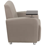 English Elm Commercial Grade LeatherSoft Guest Chair with Tablet Arm, Chrome Legs and Cup Holder