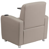 English Elm Commercial Grade LeatherSoft Guest Chair with Tablet Arm, Chrome Legs and Cup Holder