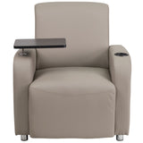 English Elm Commercial Grade LeatherSoft Guest Chair with Tablet Arm, Chrome Legs and Cup Holder