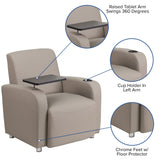 English Elm Commercial Grade LeatherSoft Guest Chair with Tablet Arm, Chrome Legs and Cup Holder