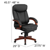 English Elm Commercial Grade High Back LeatherSoft Executive Ergonomic Office Chair with Synchro-Tilt Mechanism, Mahogany Wood Base and Arms