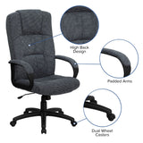 English Elm Commercial Grade High Back Fabric Executive Swivel Office Chair with Arms