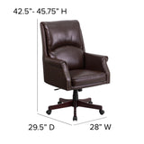 English Elm Commercial Grade High Back Pillow Back LeatherSoft Executive Swivel Office Chair with Arms