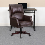 English Elm Commercial Grade High Back Pillow Back LeatherSoft Executive Swivel Office Chair with Arms