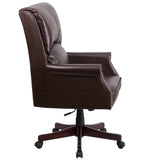 English Elm Commercial Grade High Back Pillow Back LeatherSoft Executive Swivel Office Chair with Arms