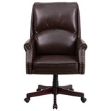 English Elm Commercial Grade High Back Pillow Back LeatherSoft Executive Swivel Office Chair with Arms