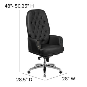English Elm Commercial Grade High Back Traditional Tufted LeatherSoft Multifunction Executive Swivel Ergonomic Office Chair with Arms