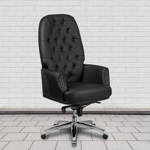 English Elm Commercial Grade High Back Traditional Tufted LeatherSoft Multifunction Executive Swivel Ergonomic Office Chair with Arms