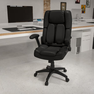 English Elm Commercial Grade Extreme Comfort High Back LeatherSoft Executive Swivel Ergonomic Office Chair with Flip-Up Arms