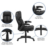 English Elm Commercial Grade Extreme Comfort High Back LeatherSoft Executive Swivel Ergonomic Office Chair with Flip-Up Arms