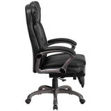 English Elm Commercial Grade High Back LeatherSoft Executive Reclining Ergonomic Swivel Office Chair with Outer Lumbar Cushion and Arms