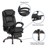 English Elm Commercial Grade High Back LeatherSoft Executive Reclining Ergonomic Swivel Office Chair with Outer Lumbar Cushion and Arms