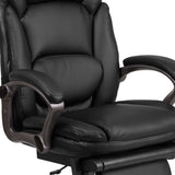 English Elm Commercial Grade High Back LeatherSoft Executive Reclining Ergonomic Swivel Office Chair with Outer Lumbar Cushion and Arms