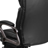 English Elm Commercial Grade High Back LeatherSoft Executive Reclining Ergonomic Swivel Office Chair with Outer Lumbar Cushion and Arms