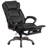 English Elm Commercial Grade High Back LeatherSoft Executive Reclining Ergonomic Swivel Office Chair with Outer Lumbar Cushion and Arms