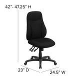 English Elm Commercial Grade High Back Fabric Multifunction Swivel Ergonomic Task Office Chair