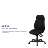 English Elm Commercial Grade High Back Fabric Multifunction Swivel Ergonomic Task Office Chair