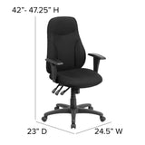 English Elm Commercial Grade High Back Fabric Multifunction Swivel Ergonomic Task Office Chair with Adjustable Arms