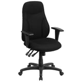 English Elm Commercial Grade High Back Fabric Multifunction Swivel Ergonomic Task Office Chair with Adjustable Arms