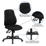 English Elm Commercial Grade Mid-Back Fabric Multifunction Swivel Ergonomic Task Office Chair