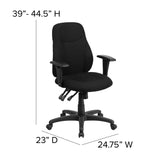 English Elm Commercial Grade Mid-Back Fabric Multifunction Swivel Ergonomic Task Office Chair with Adjustable Arms