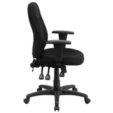 English Elm Commercial Grade Mid-Back Fabric Multifunction Swivel Ergonomic Task Office Chair with Adjustable Arms