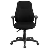 English Elm Commercial Grade Mid-Back Fabric Multifunction Swivel Ergonomic Task Office Chair with Adjustable Arms