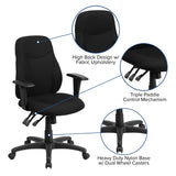 English Elm Commercial Grade Mid-Back Fabric Multifunction Swivel Ergonomic Task Office Chair with Adjustable Arms