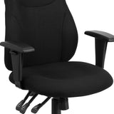 English Elm Commercial Grade Mid-Back Fabric Multifunction Swivel Ergonomic Task Office Chair with Adjustable Arms