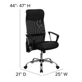 English Elm Commercial Grade High Back Leather and Mesh Swivel Task Office Chair with Arms