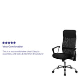 English Elm Commercial Grade High Back Leather and Mesh Swivel Task Office Chair with Arms