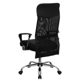 English Elm Commercial Grade High Back Leather and Mesh Swivel Task Office Chair with Arms