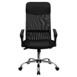 English Elm Commercial Grade High Back Leather and Mesh Swivel Task Office Chair with Arms