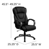 English Elm Commercial Grade High Back LeatherSoft Executive Swivel Office Chair with Titanium Nylon Base and Loop Arms