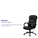 English Elm Commercial Grade High Back LeatherSoft Executive Swivel Office Chair with Titanium Nylon Base and Loop Arms