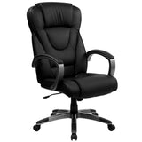 English Elm Commercial Grade High Back LeatherSoft Executive Swivel Office Chair with Titanium Nylon Base and Loop Arms