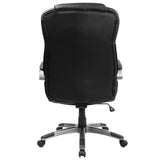 English Elm Commercial Grade High Back LeatherSoft Executive Swivel Office Chair with Titanium Nylon Base and Loop Arms