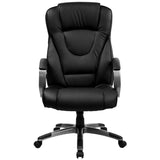 English Elm Commercial Grade High Back LeatherSoft Executive Swivel Office Chair with Titanium Nylon Base and Loop Arms