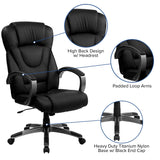 English Elm Commercial Grade High Back LeatherSoft Executive Swivel Office Chair with Titanium Nylon Base and Loop Arms