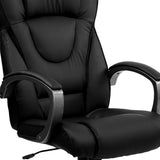 English Elm Commercial Grade High Back LeatherSoft Executive Swivel Office Chair with Titanium Nylon Base and Loop Arms