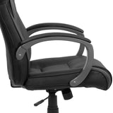 English Elm Commercial Grade High Back LeatherSoft Executive Swivel Office Chair with Titanium Nylon Base and Loop Arms