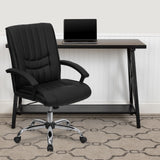 Commercial Grade Mid-Back LeatherSoft Swivel Manager's Office Chair with Arms