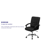 English Elm Commercial Grade Mid-Back LeatherSoft Swivel Manager's Office Chair with Arms