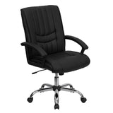 English Elm Commercial Grade Mid-Back LeatherSoft Swivel Manager's Office Chair with Arms