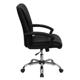 English Elm Commercial Grade Mid-Back LeatherSoft Swivel Manager's Office Chair with Arms